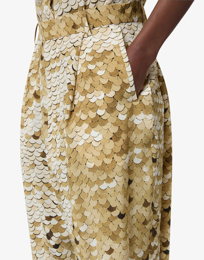 Pantalone in crepe de chine stampato