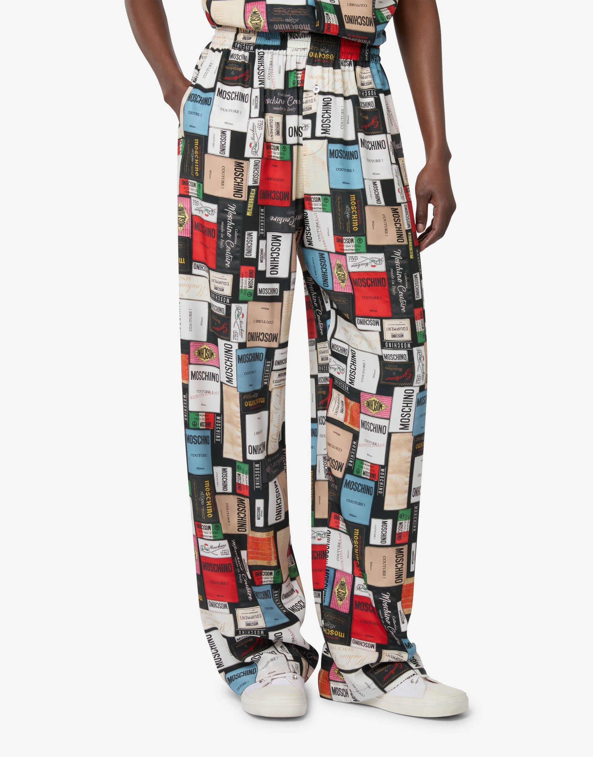 Pantalone in seta stampato