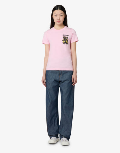 T-shirt in jersey di cotone organico Moschino Teddy Bear
