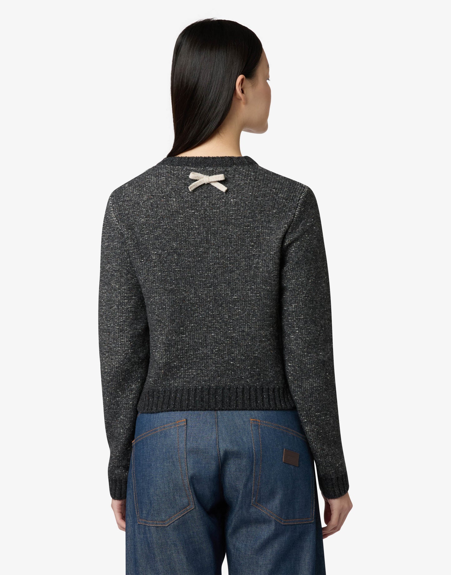 Pullover in misto lana e seta con fiocchi