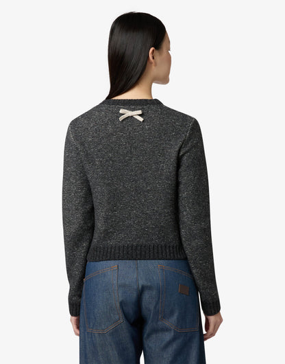 Pullover in misto lana e seta con fiocchi