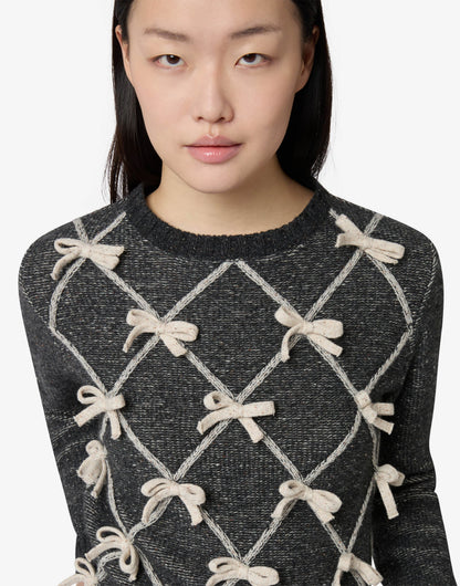 Pullover in misto lana e seta con fiocchi