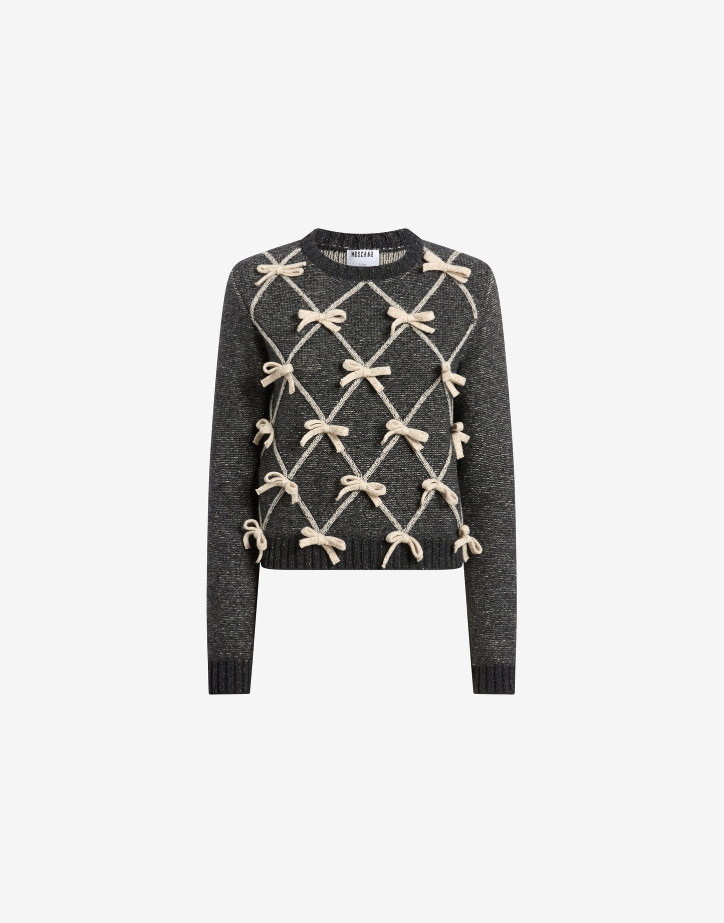 Pullover in misto lana e seta con fiocchi