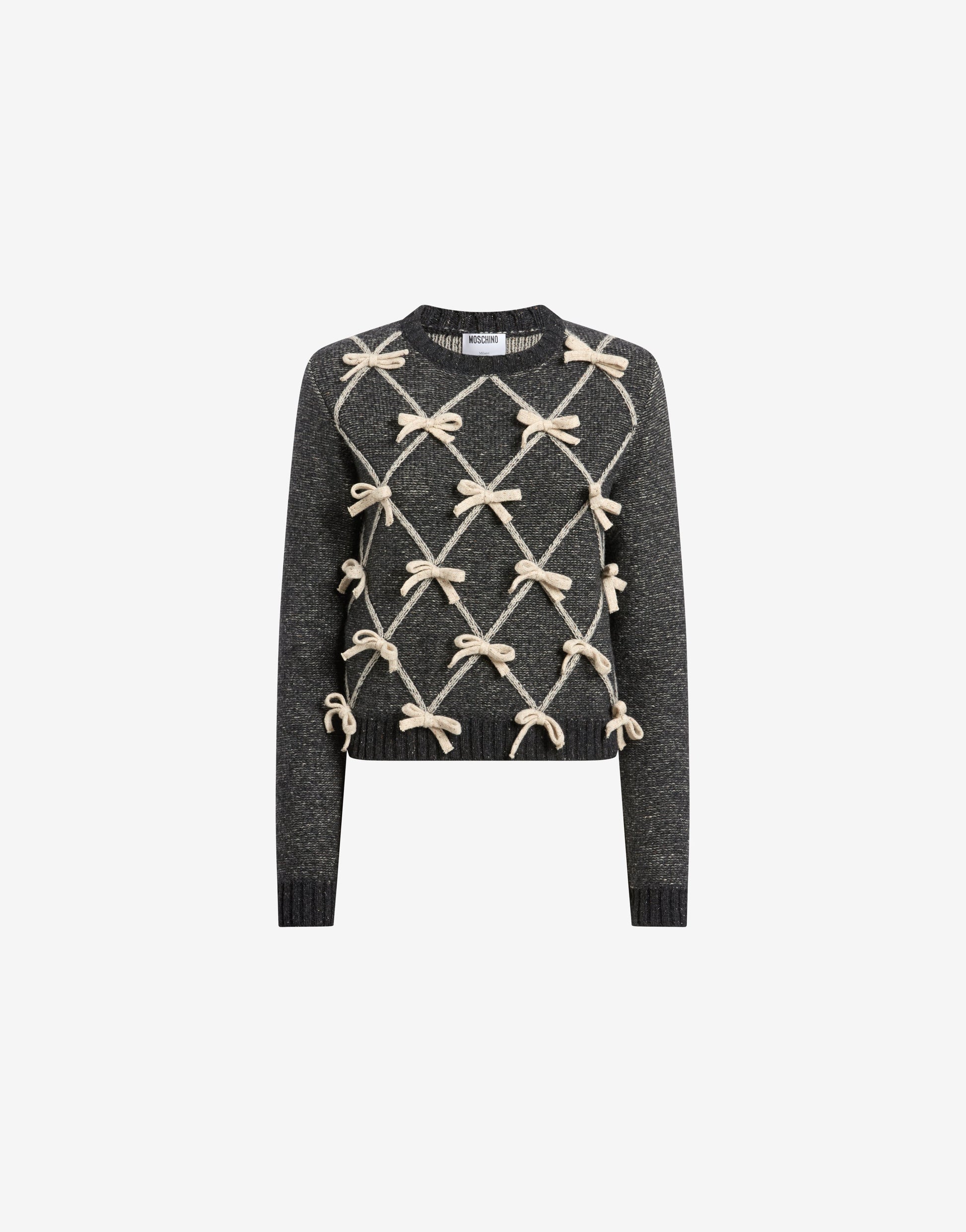 Pullover in misto lana e seta con fiocchi
