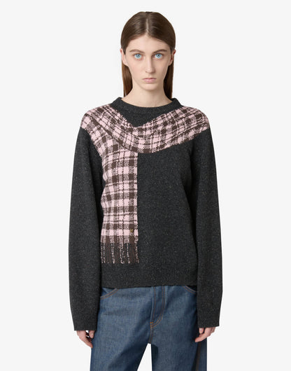 Pullover in misto lana e seta intarsiato