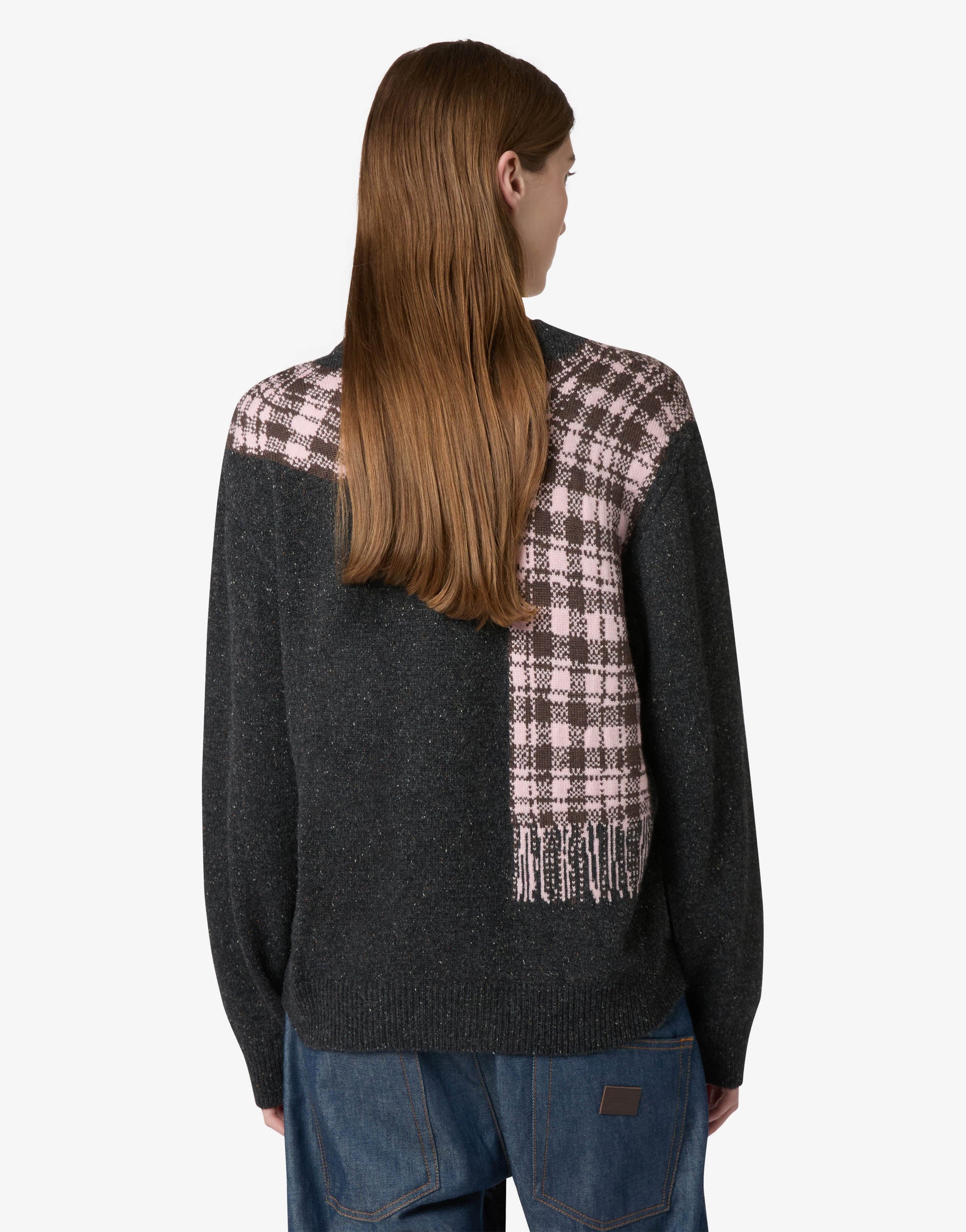 Pullover in misto lana e seta intarsiato
