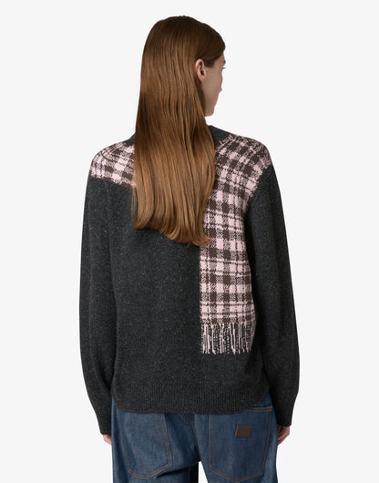 Pullover in misto lana e seta intarsiato