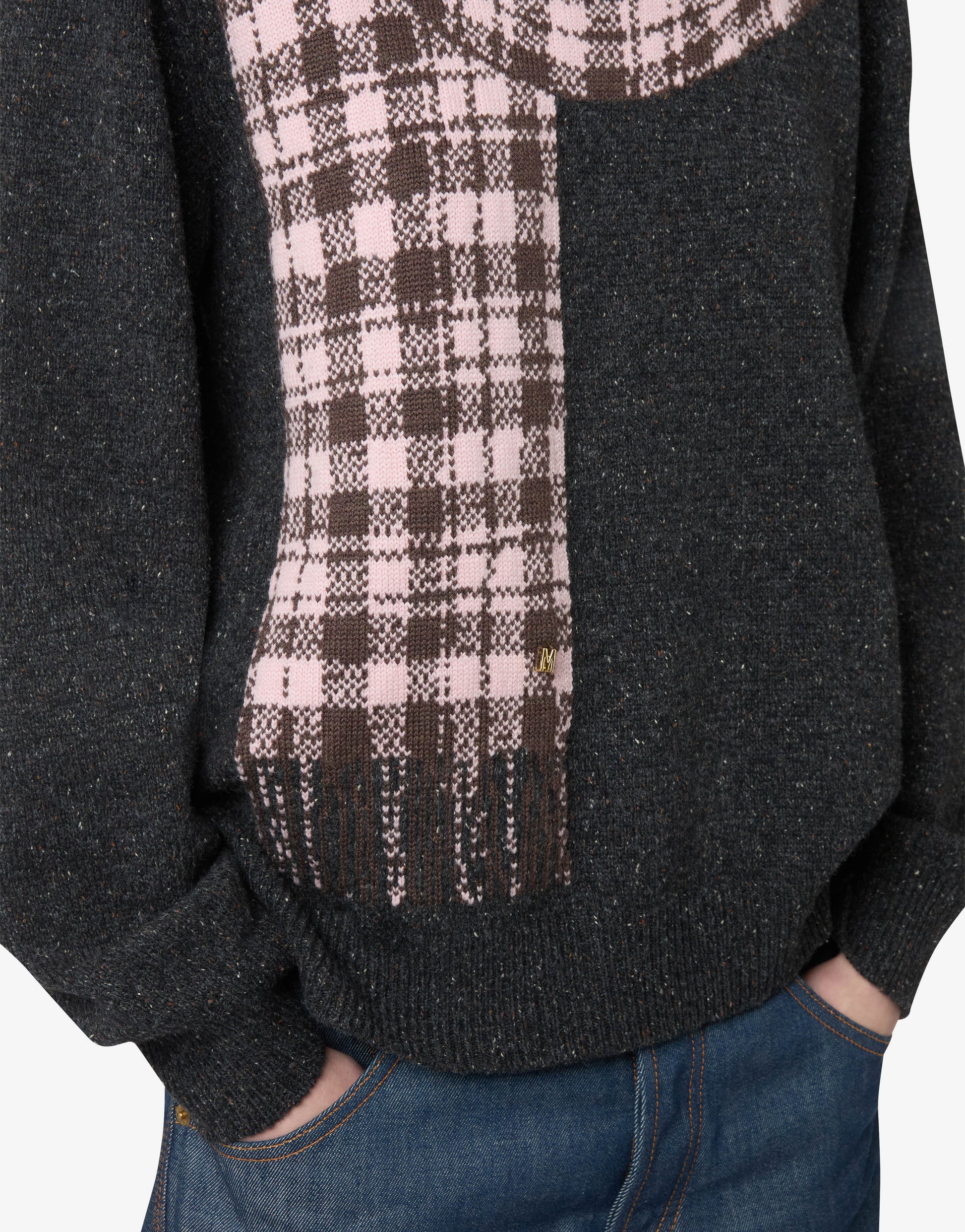 Pullover in misto lana e seta intarsiato