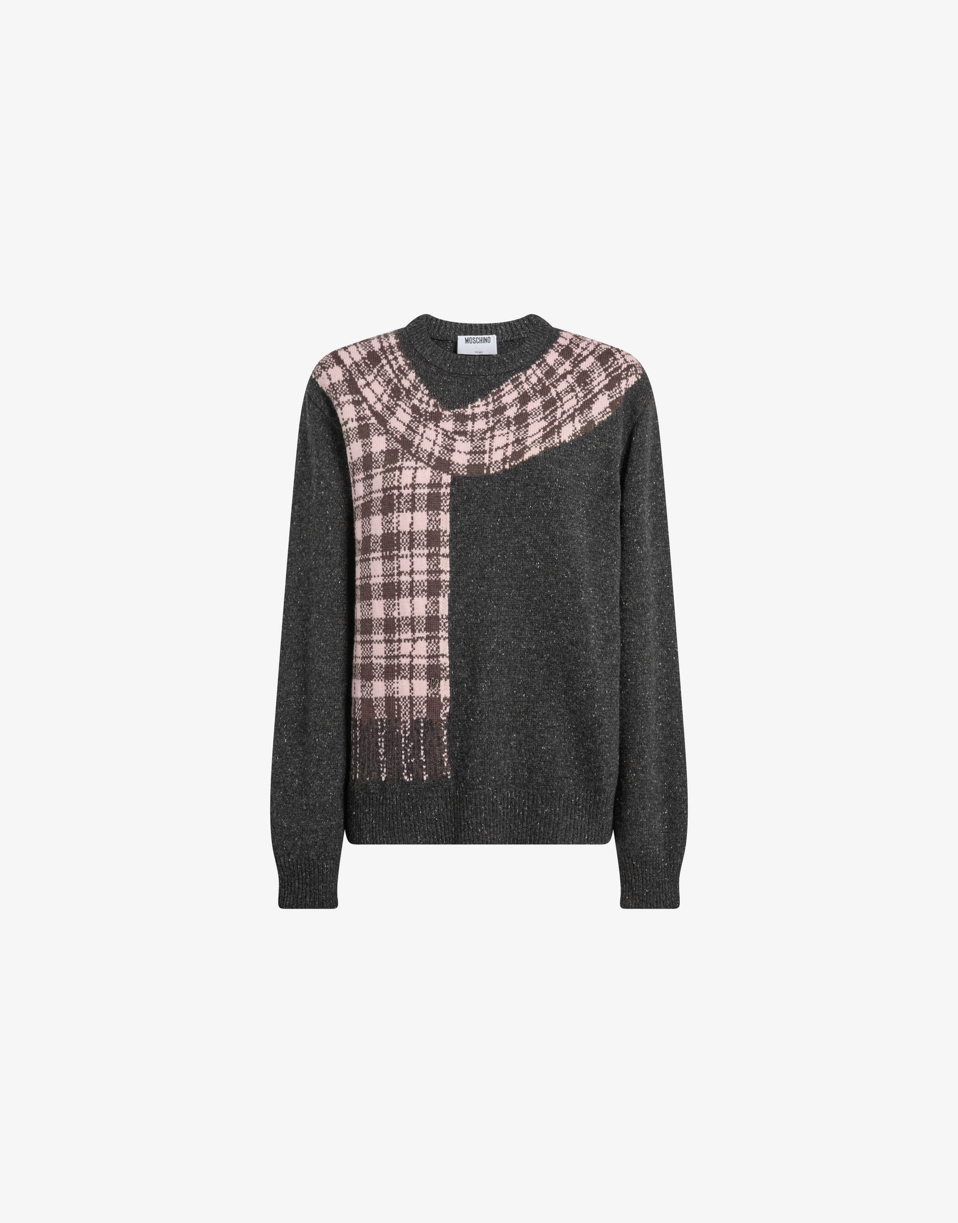 Pullover in misto lana e seta intarsiato
