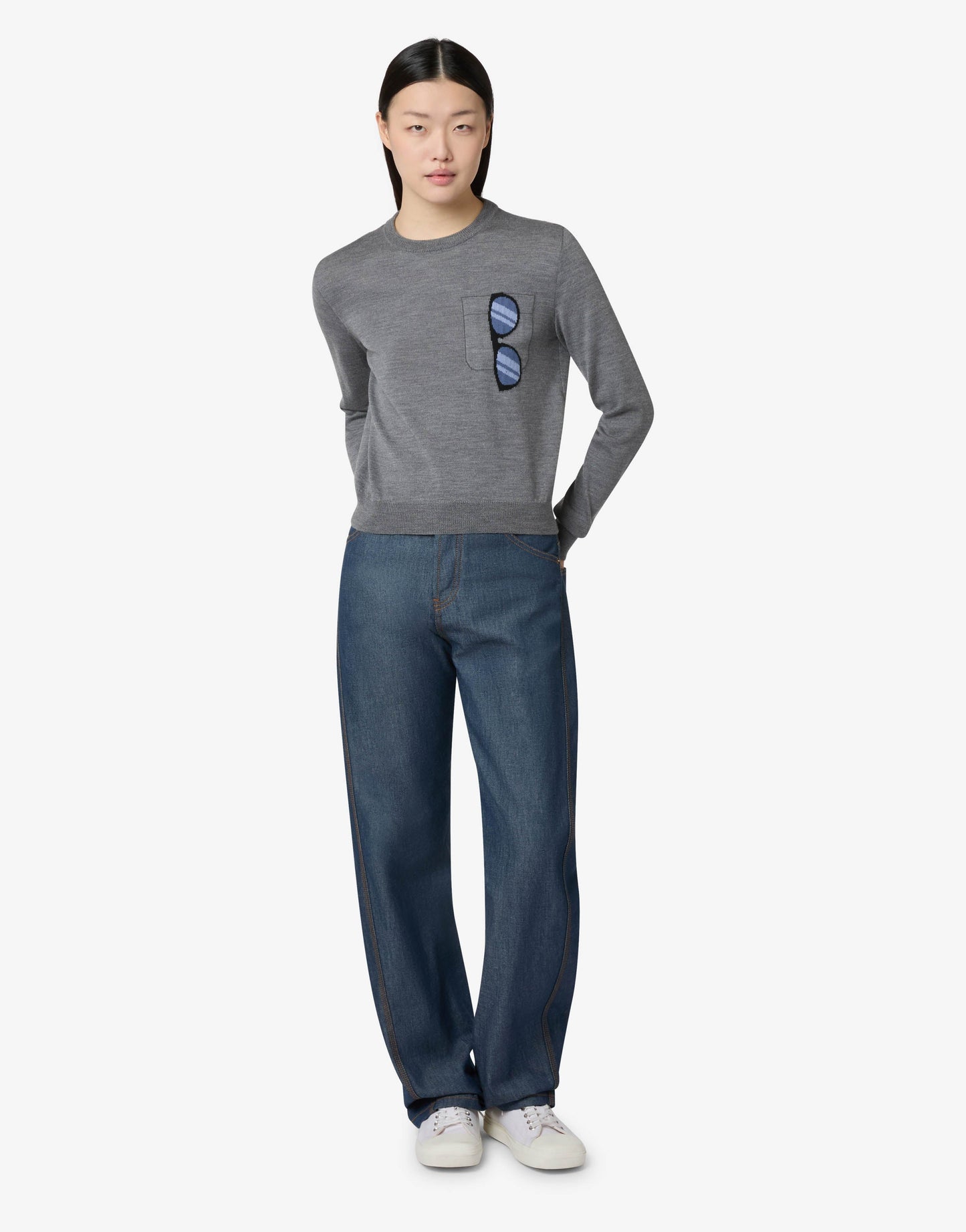 Pullover in lana merino extrafine intarsiato
