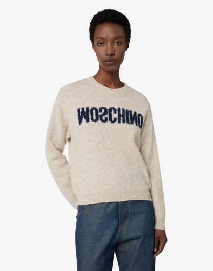 Pullover in misto lana e seta con logo 