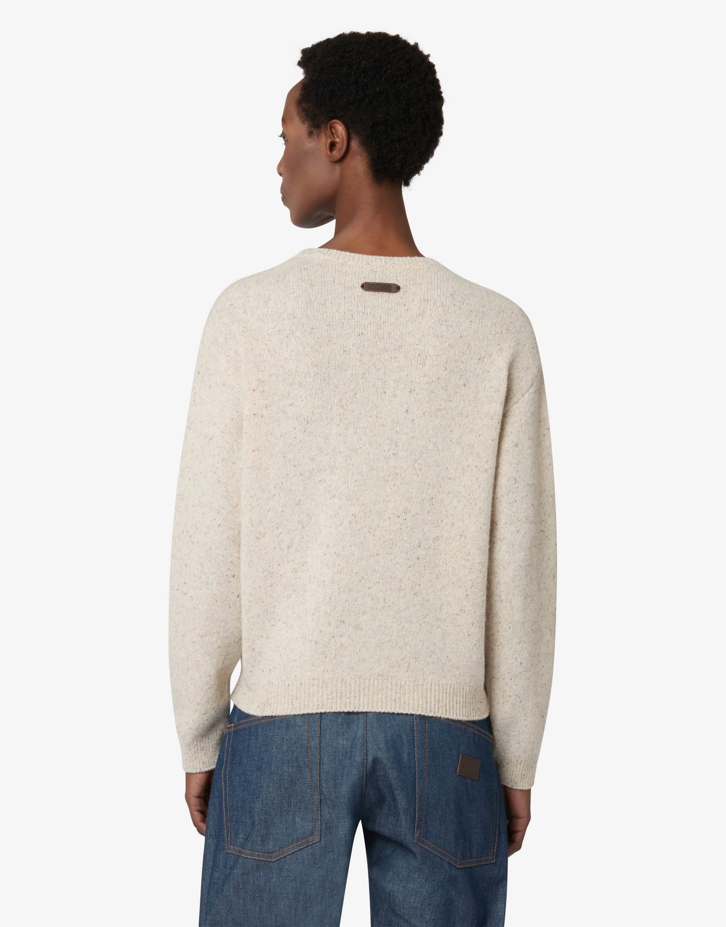 Pullover in misto lana e seta con logo 