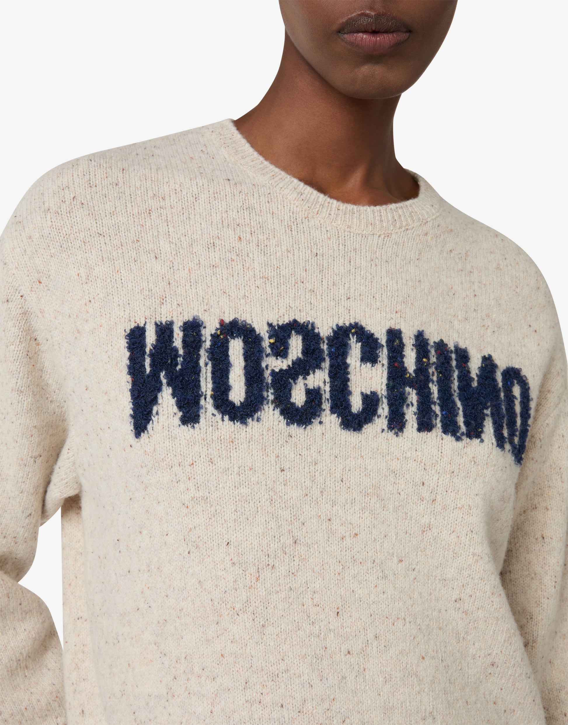 Pullover in misto lana e seta con logo 