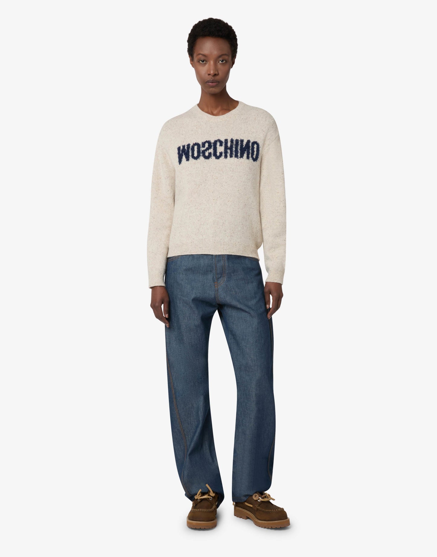 Pullover in misto lana e seta con logo 
