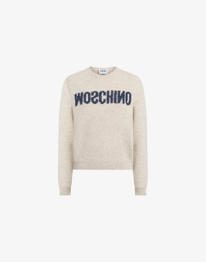 Pullover in misto lana e seta con logo 