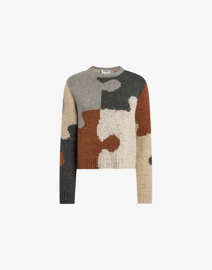 Pullover in misto lana e seta intarsiato