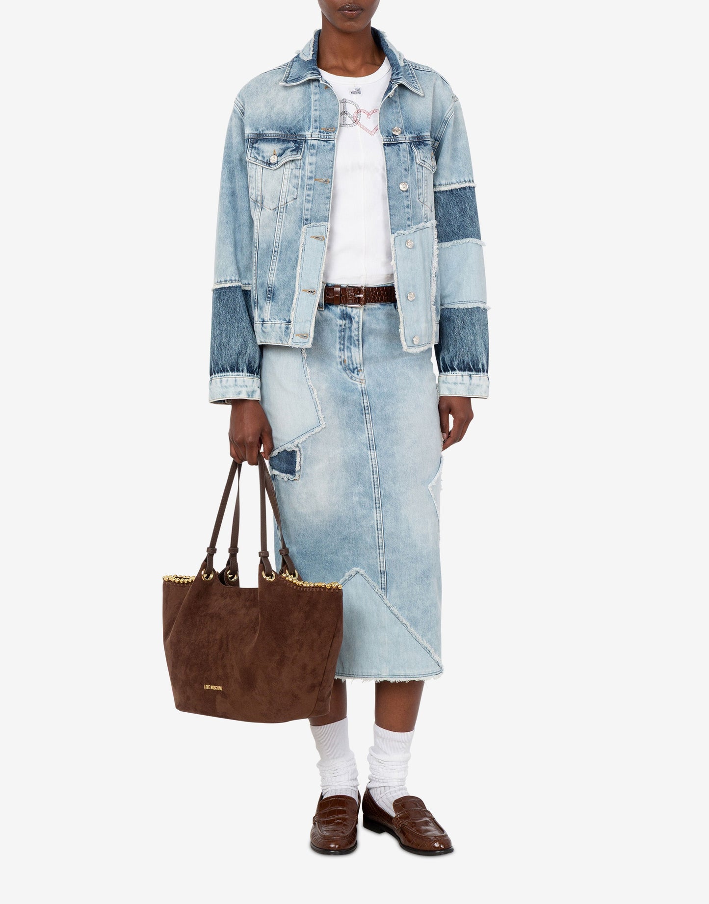 Gonna in denim patchwork
