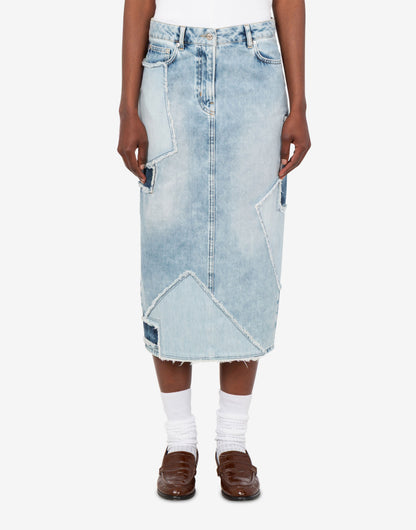 Gonna in denim patchwork