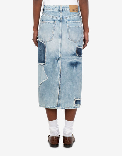 Gonna in denim patchwork