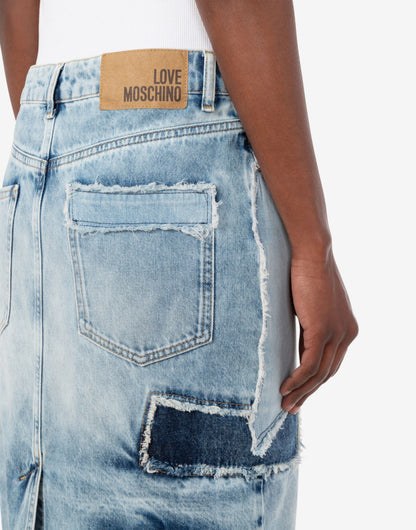 Gonna in denim patchwork