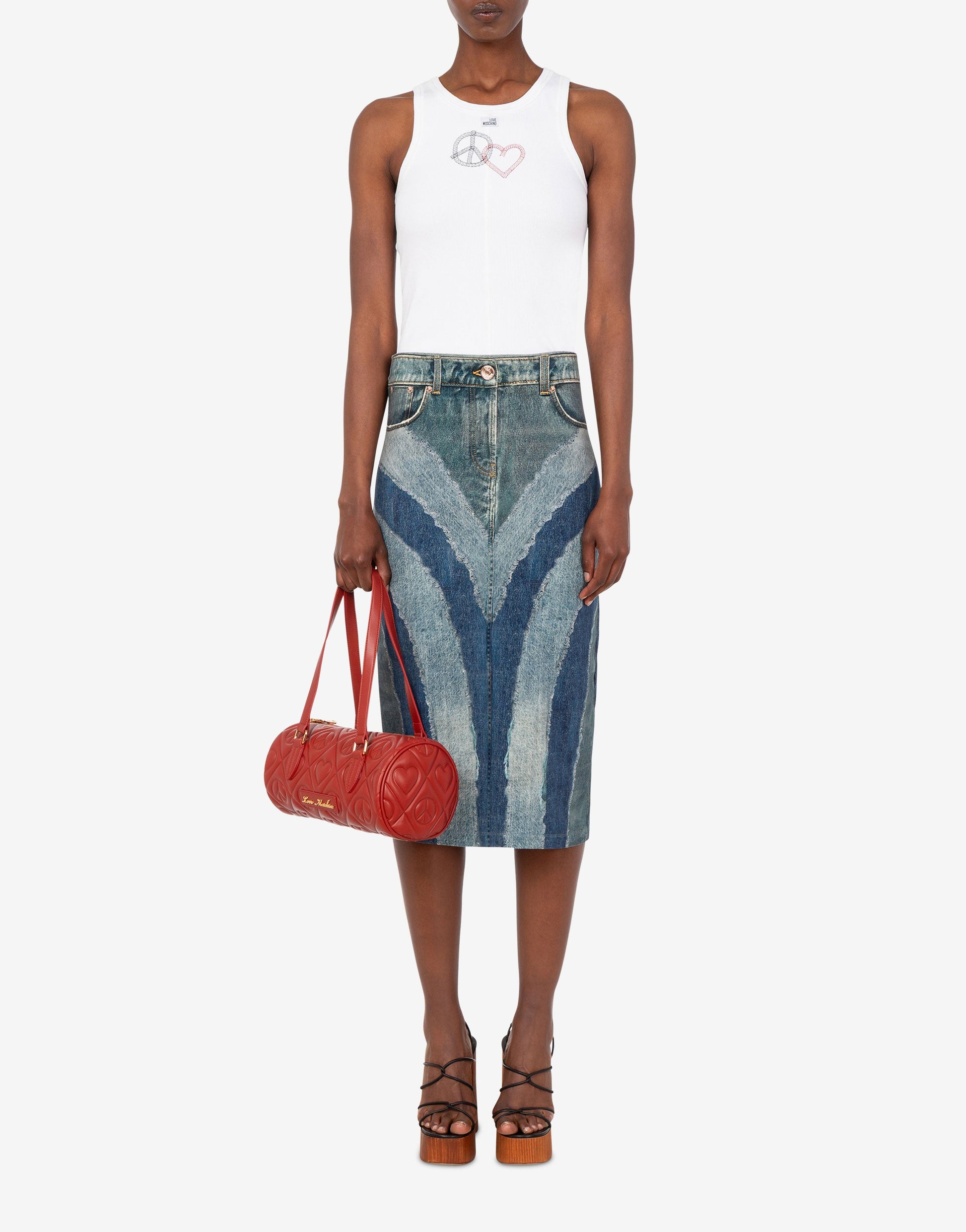 Gonna in jersey di cotone stretch stampata