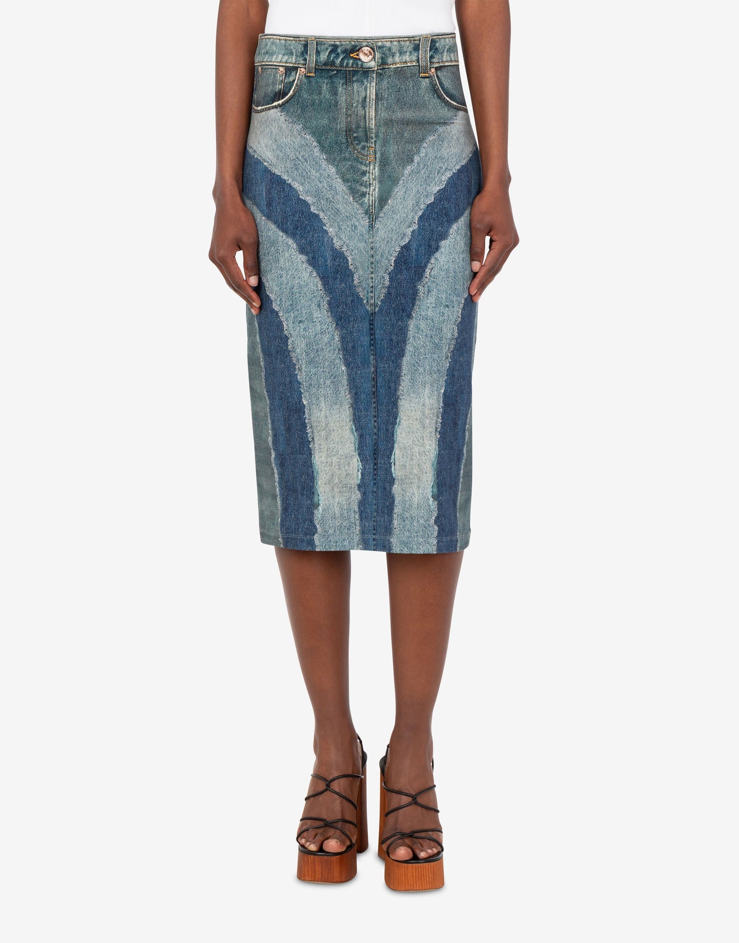 Gonna in jersey di cotone stretch stampata