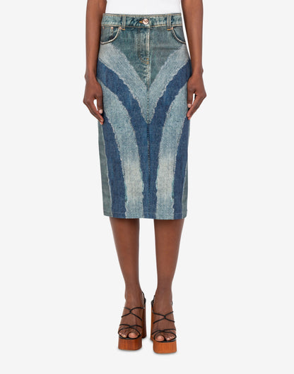 Gonna in jersey di cotone stretch stampata