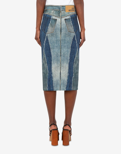 Gonna in jersey di cotone stretch stampata