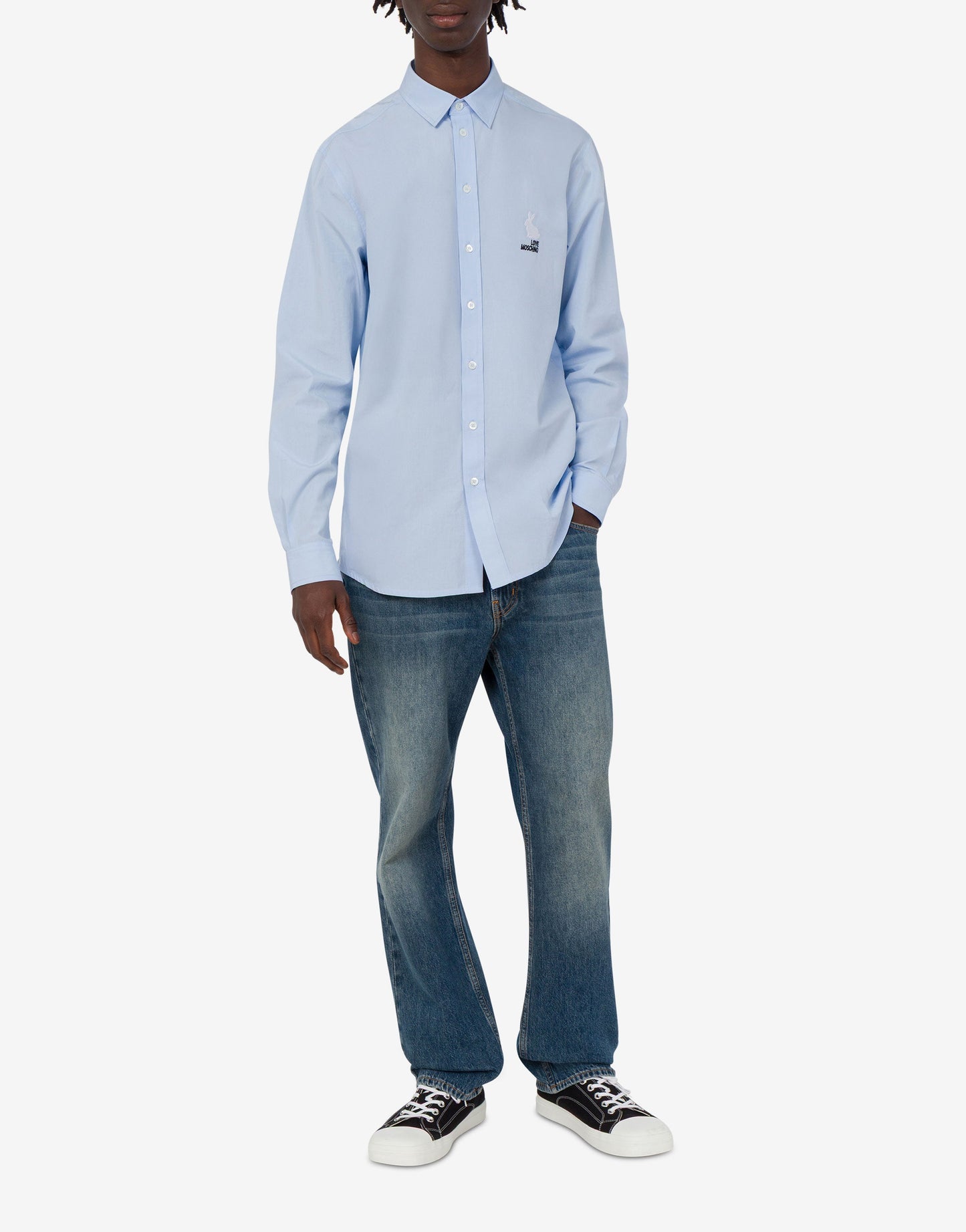 Camicia in popeline di cotone ricamata