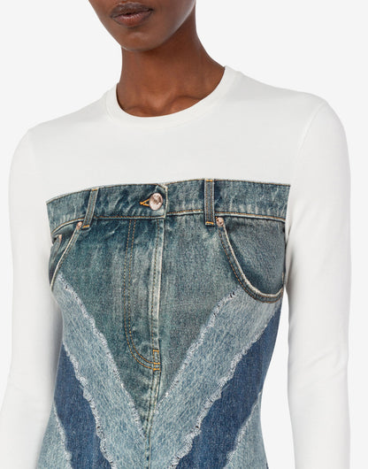 Abito in jersey di cotone stretch stampato