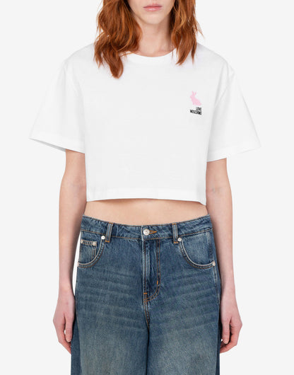 T-shirt in jersey di cotone ricamata