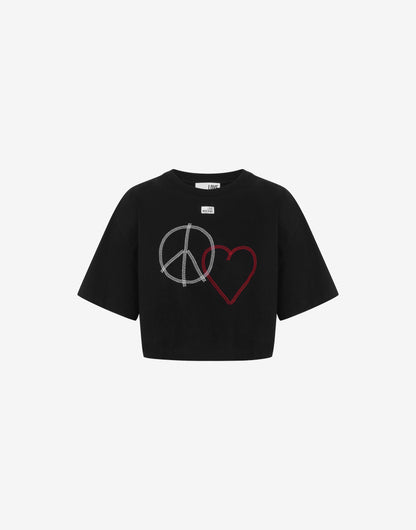 T-shirt in jersey di cotone ricamata