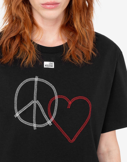T-shirt in jersey di cotone ricamata