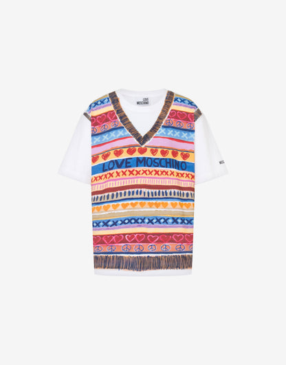 T-shirt in jersey di cotone stampata