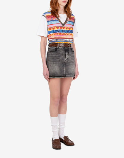 T-shirt in jersey di cotone stampata