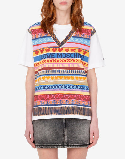 T-shirt in jersey di cotone stampata