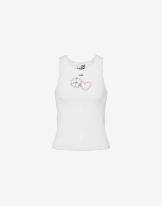 Top in cotone stretch ricamato