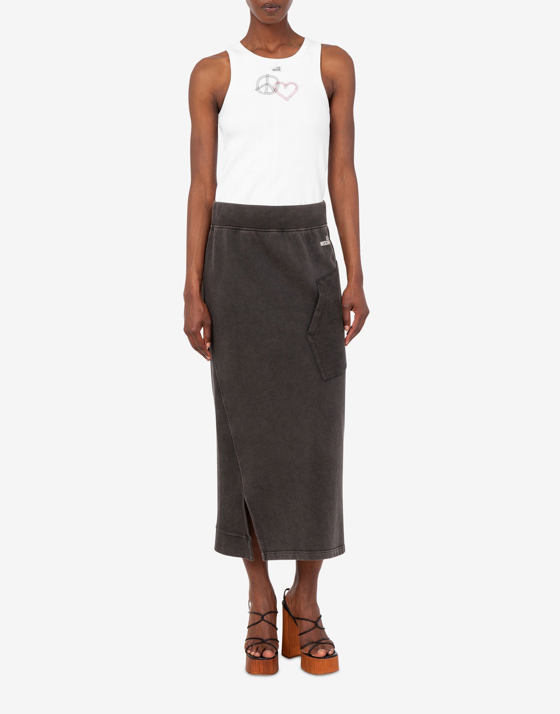 Top in cotone stretch ricamato
