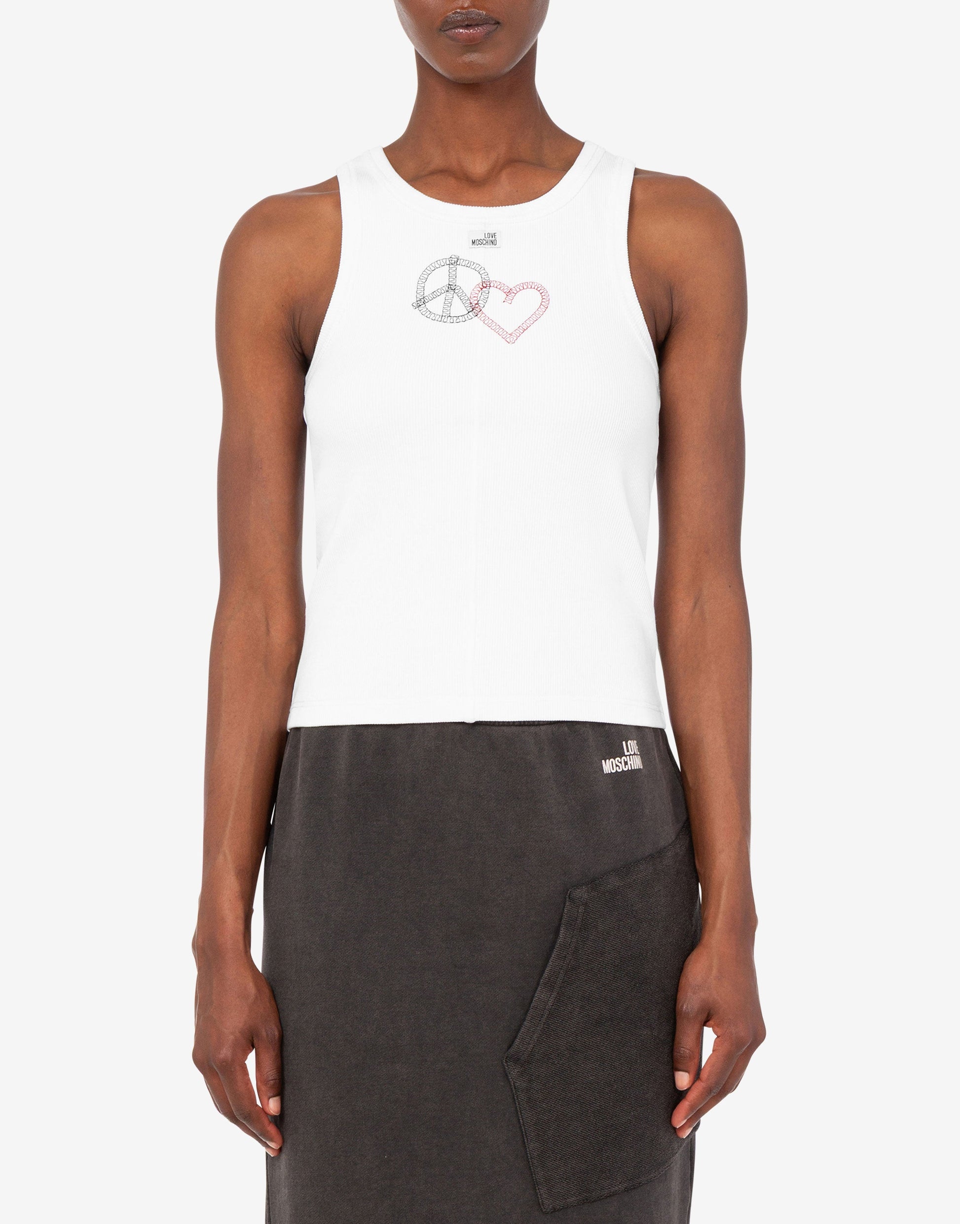 Top in cotone stretch ricamato