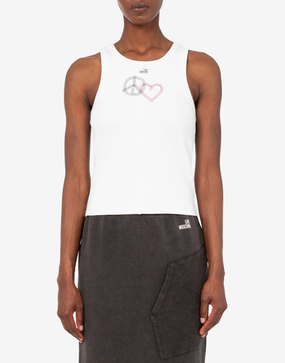 Top in cotone stretch ricamato