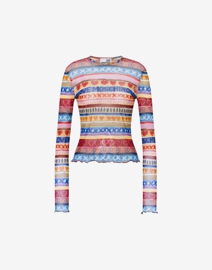 T-shirt in rete stampata