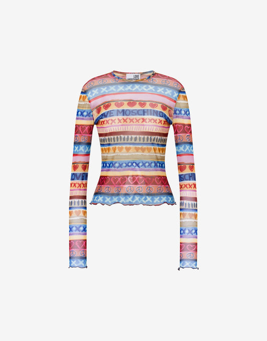 T-shirt in rete stampata