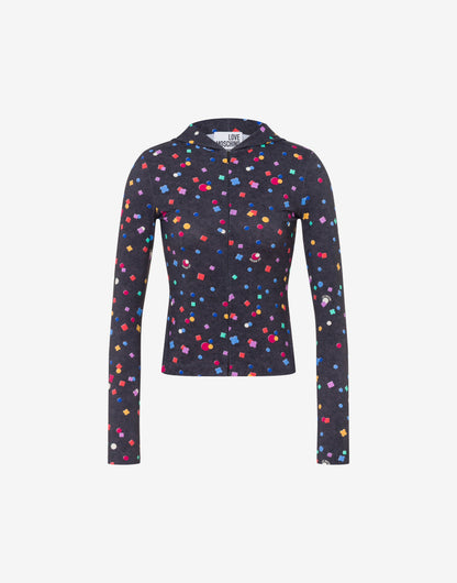 T-shirt  con zip in nylon tecnico stampata