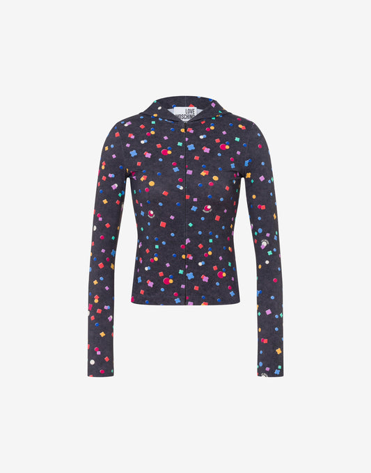 T-shirt  con zip in nylon tecnico stampata