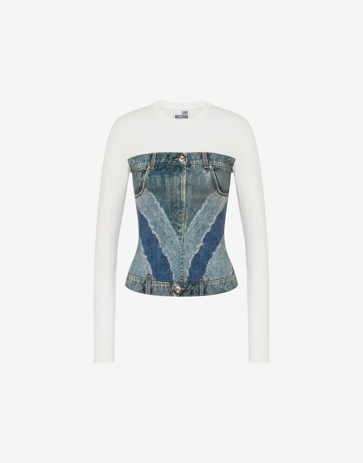T-shirt in jersey di cotone stretch stampata