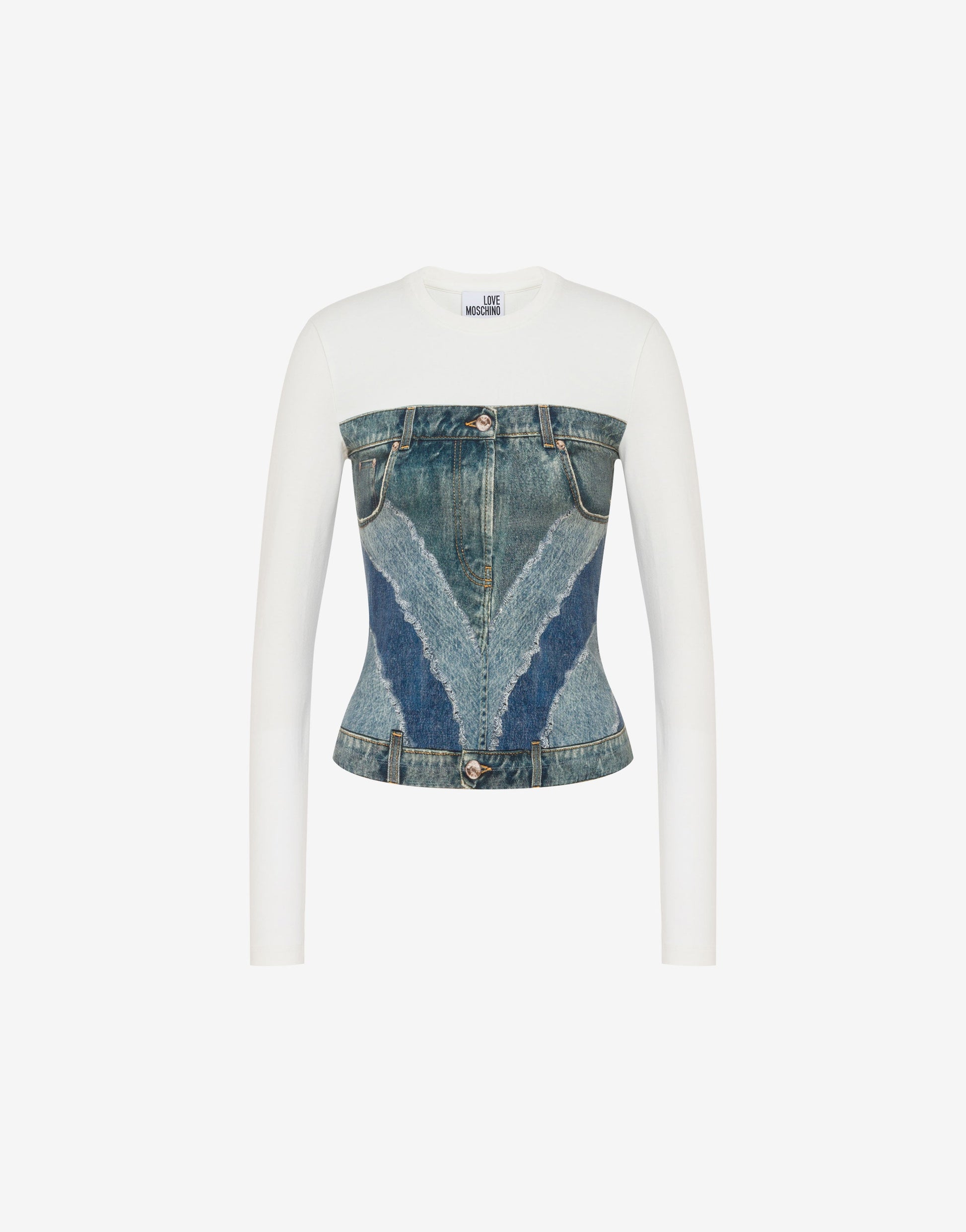 T-shirt in jersey di cotone stretch stampata