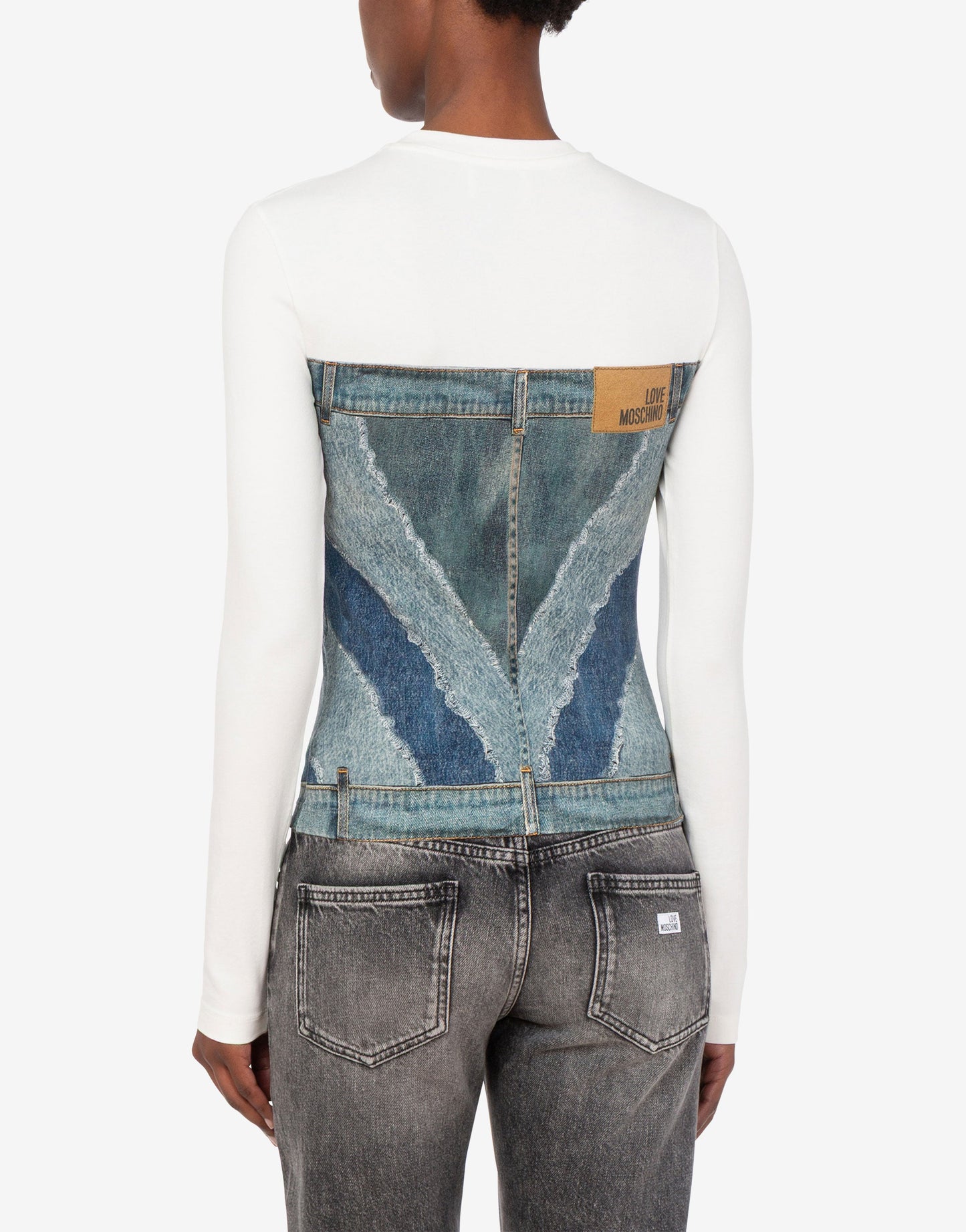 T-shirt in jersey di cotone stretch stampata
