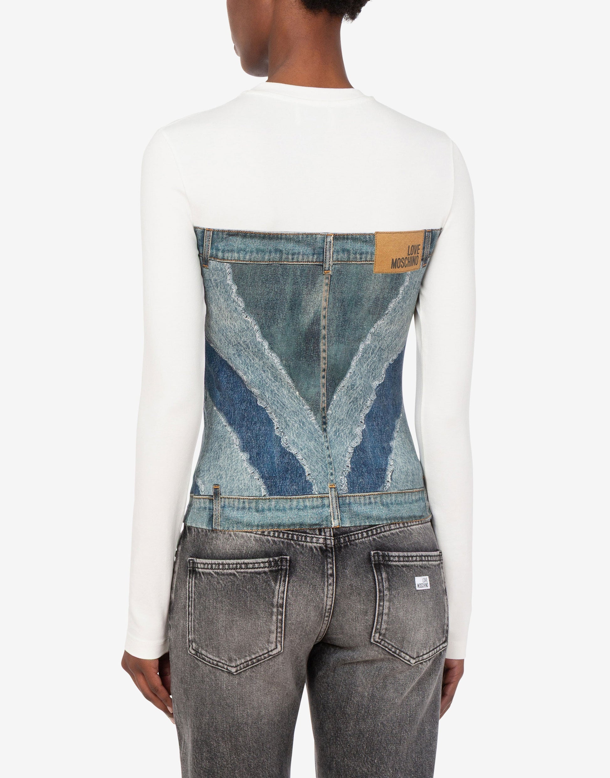T-shirt in jersey di cotone stretch stampata