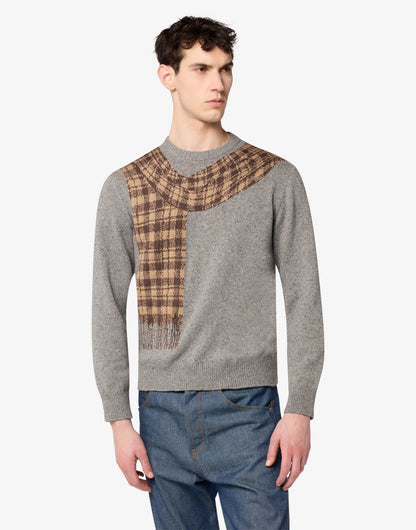 Pullover in misto lana e seta intarsiato