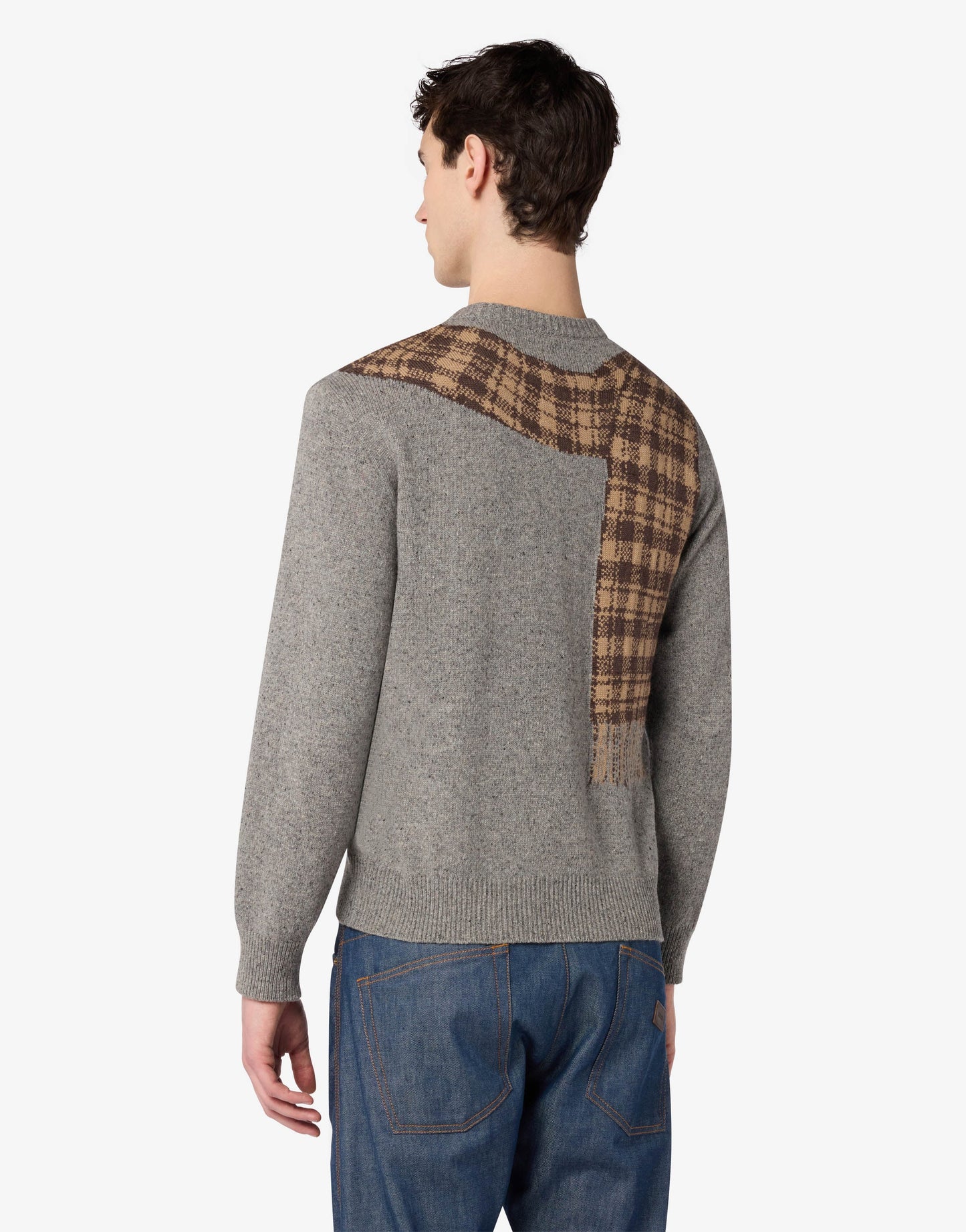 Pullover in misto lana e seta intarsiato
